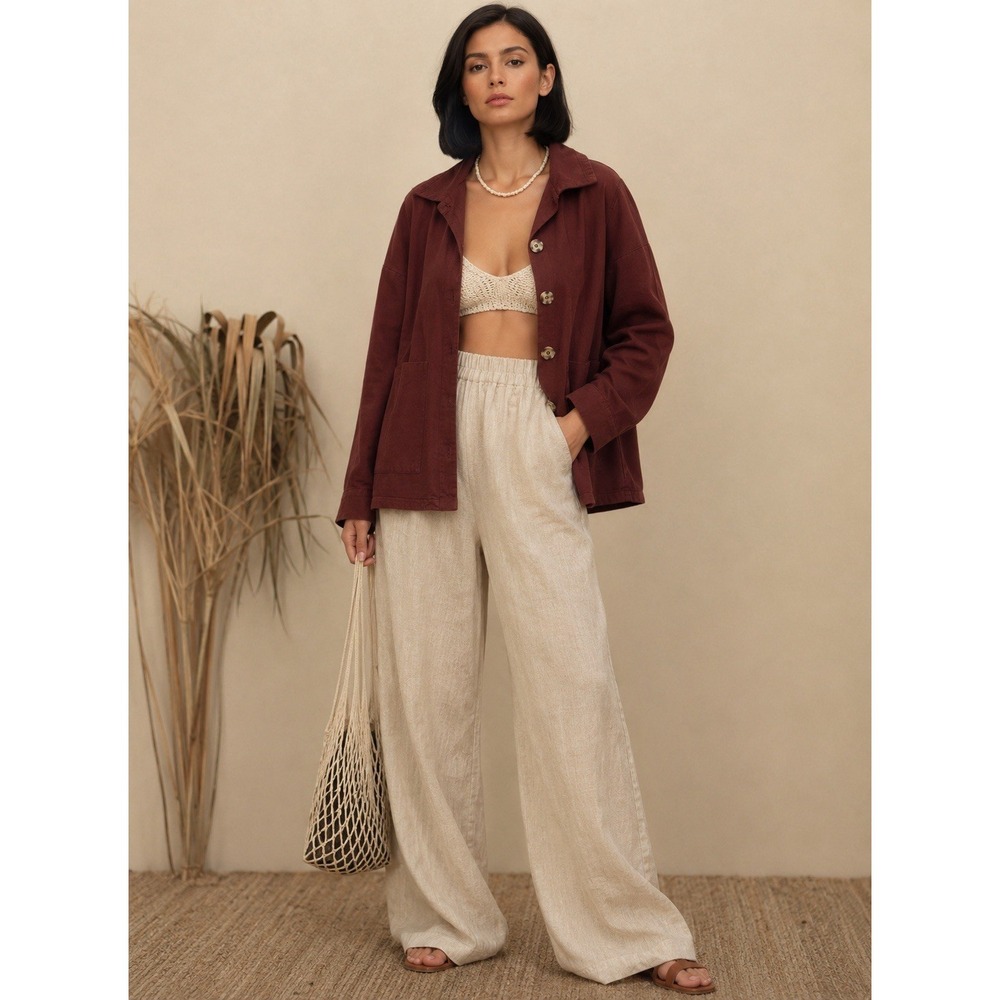 Its Your Adventure Oversized Top XL Chocolate Brown Shacket Boho Lagenlook Cotto